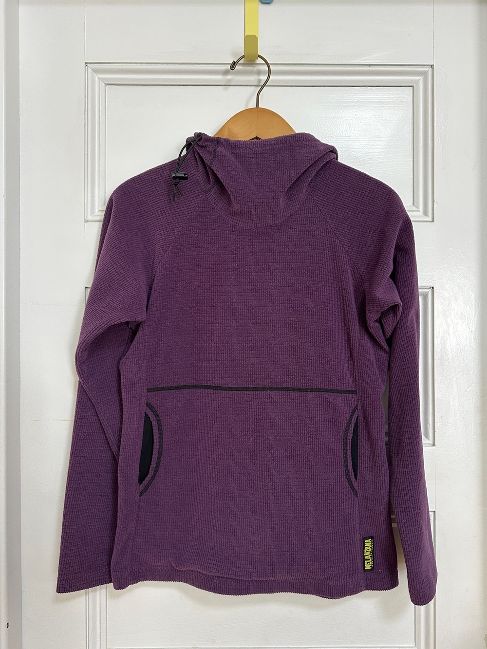 Melanzana grid fleece, purple, women's M